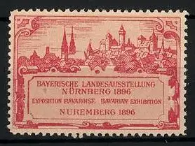 Reklamemarke Nürnberg, Bayerische Landesausstellung 1896, Stadtpanorama
