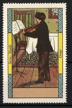 Reklamemarke Serie Musik, Mann spielt auf seiner Geige