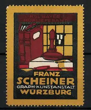 Reklamemarke Graph. Kunstanstalt Franz Scheiner, Würzburg, Buch & Stempel