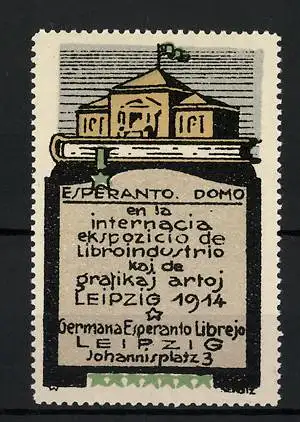 Reklamemarke Esperanto Domo et la internacia ekspozicio de libroindustrio Leipzig 1914, Ausstellungsgelände