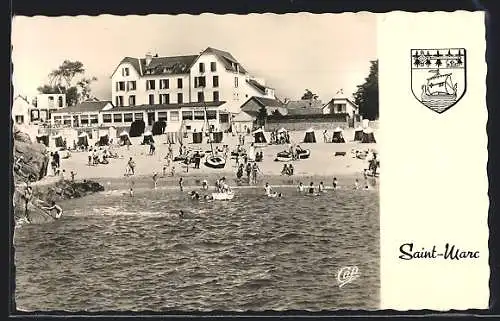 AK Saint-Marc, Strandpartie mit Restaurant, Wappen