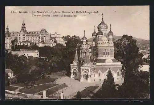 AK Nice, La Nouvelle Église Russe et Hôtel Impérial