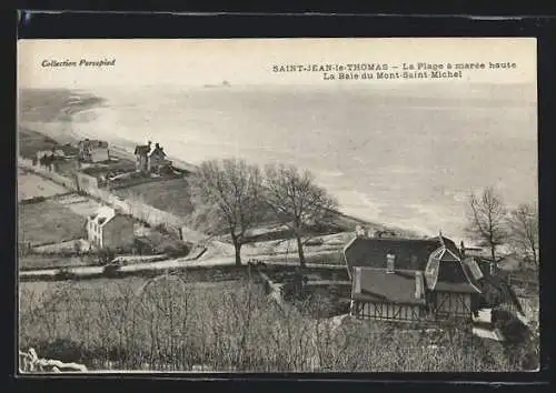 AK Saint-Jean-le Thomas, La Plage à marée haute, La Baie du Mont-Saint-Michel