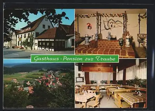 AK Plech, Ortsansicht mit Gasthaus-Pension zur Traube