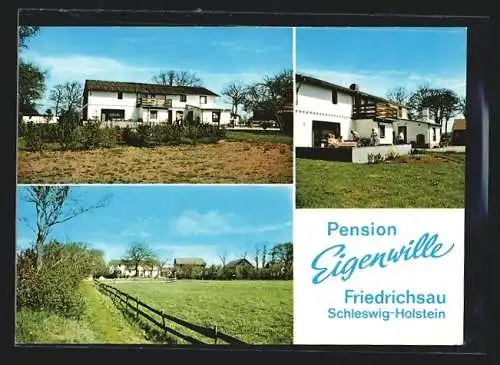 AK Friedrichsau /Schleswig-Holstein, Pension Eigenwille, Terrasse, Ortspartie