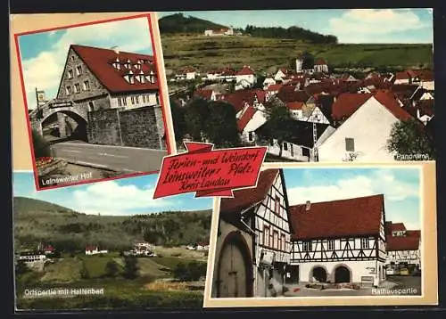 AK Leinsweiler, Leinsweiler Hof, Ortspartie, Rathauspartie und Panorama