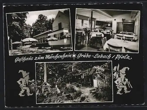 AK Labach / Grube, Gasthaus zum Märchenhain, Innenansicht, Ortspartie