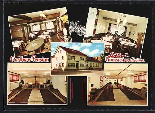 AK Oberachern /Schwarzwald, Gasthaus-Pension Adler, Innenansichten
