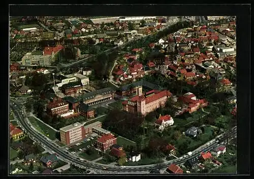 AK Aurich /Ostfriesland, Fliegeraufnahme der City