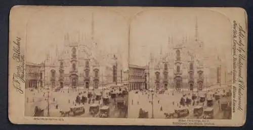 Stereo-Fotografie J. F. Jarvis, Washington, Ansicht Milan, Cathedrale, Kathedrale von Milan, Pferdebahn