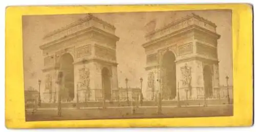 Stereo-Fotografie unbekannter Fotograf, Ansicht Paris, Arc de Triomphe de l`Étoile, Triumphbogen