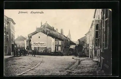 AK Blamont, Hauptstrasse mit Kaufhaus zur lustigen Barbara