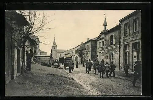 AK Saint-Maurice-sous-les-Cotes, Strassenansicht mit Soldaten