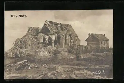 AK Auchy-les-Mines, Zerstörte Kirche