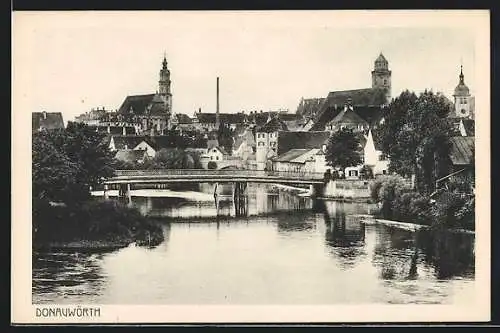 AK Donauwörth, Ortsansicht mit Brücke
