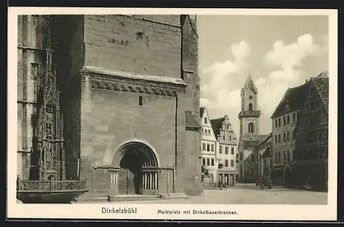 AK Dinkelsbühl, Marktplatz mit Dinkelbauerbrunnen