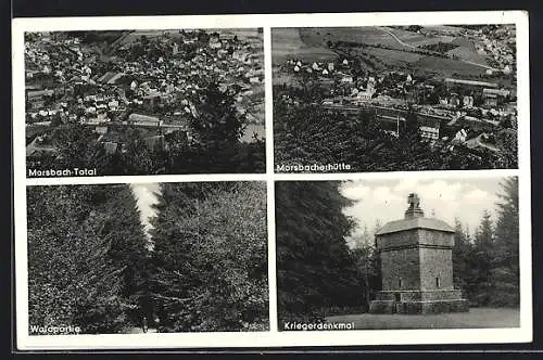 AK Morsbach / Sieg, Fliegeraufnahme, Morsbacherhütte, Kriegerdenkmal, Totalansicht