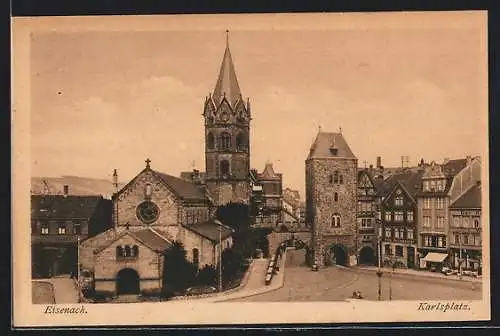 AK Eisenach, Karlsplatz aus der Vogelschau