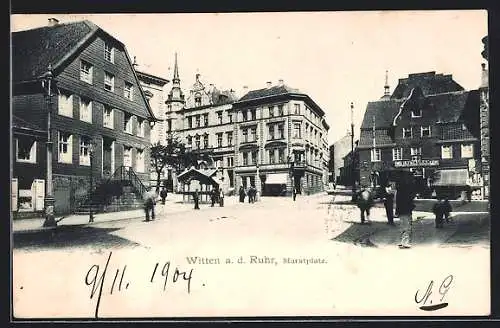 AK Witten a. d. Ruhr, Marktplatz mit Restaurants