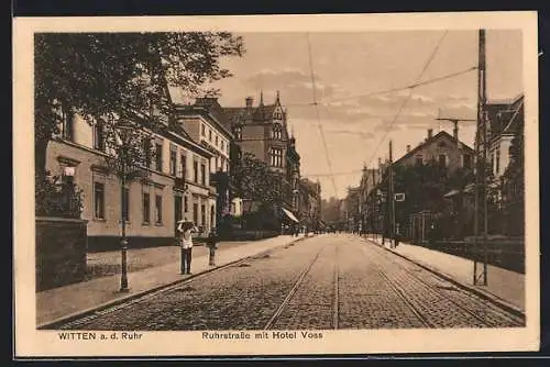 AK Witten a. d. Ruhr, Ruhrstrasse mit Hotel Voss