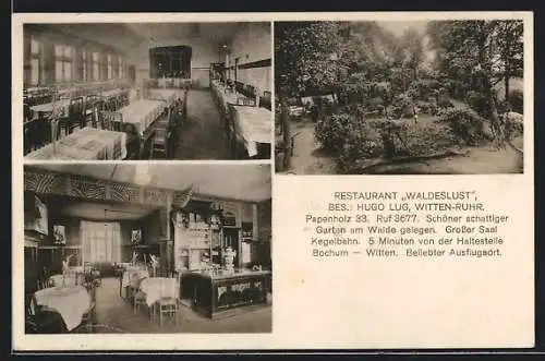 AK Witten /Ruhr, Restaurant Waldeslust von Hugo Lug, Papenholz 33