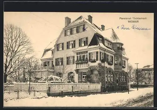 AK Weimar / Thür., Pensionat Töchterhort im Winter