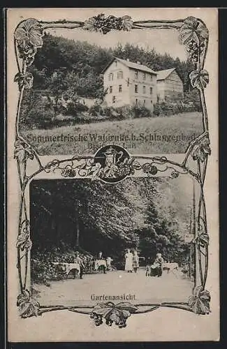 AK Schlangenbad, Gasthaus Waldruhe mit Garten