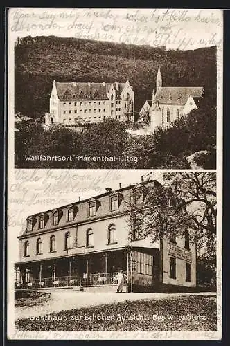 AK Marienthal / Rheingau, Gasthaus zur schönen Aussicht, Teilansicht der Ortschaft