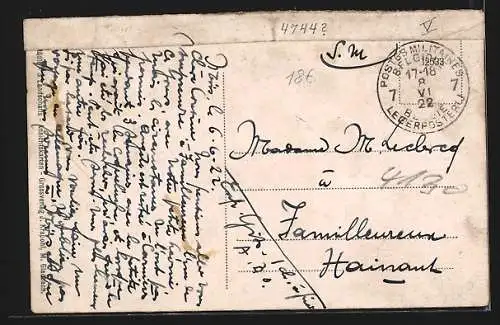 AK Moers, Partie am Postamt, Strassenbahn