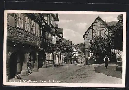 AK Schwalenberg i. Lippe, Am Rathaus, Strassenpartie