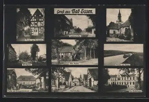 AK Bad Essen, Kur-Badehaus, Alte Mühle, Kirchplatz