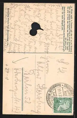 AK Neues Fichtelberghaus, Lied Willkumme of`en Fichtelbarg