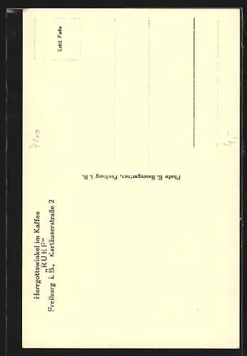 AK Freiburg i. B., Herrgottswinkel im Cafe Ruef, Kartäuserstrasse 2