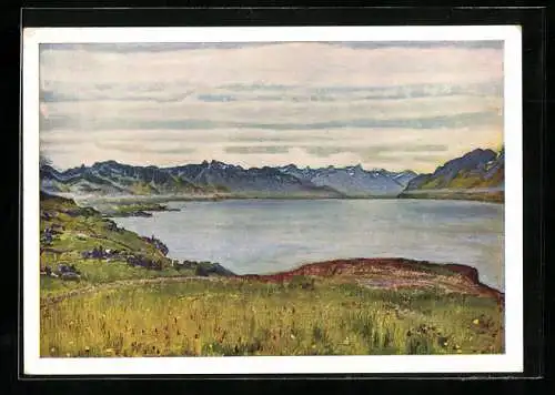 Künstler-AK Ferdinand Hodler: Blick über den Genfer See
