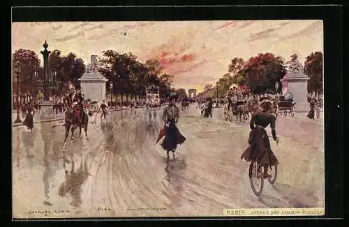 Künstler-AK Georges Stein: Paris, Avenue des Champs-Elysées