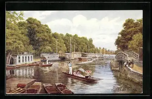 Künstler-AK A. R. Quinton: Oxford, Folly Bridge, College Barges