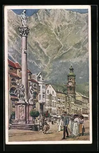 Künstler-AK E.F. Hofecker: Innsbruck, Maria Theresienstrasse
