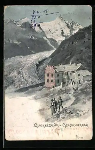 Künstler-AK Edward Theodore Compton: Grossglockner, Blick aufs Glocknerhaus