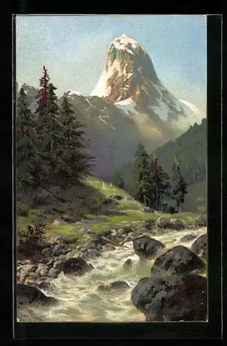 Künstler-AK Robert Kämmerer: Alpenlandschaft