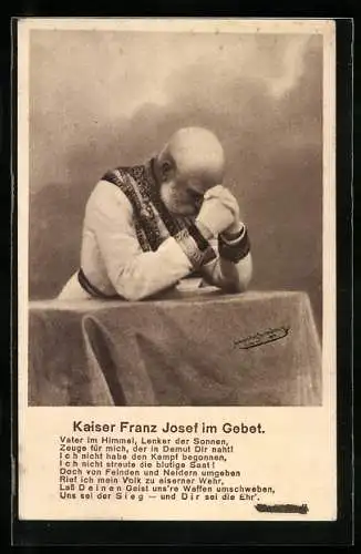 AK Der Kaiser Franz Josef im stillen Gebet