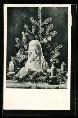 AK Maria mit dem Kinde, Schnitzerei und Weihnachtsschmuck