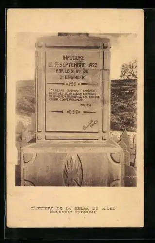 AK Cimetiere de la Kelaa du M`Dez, Monument Principal, Denkmal für die Fremdenlegion