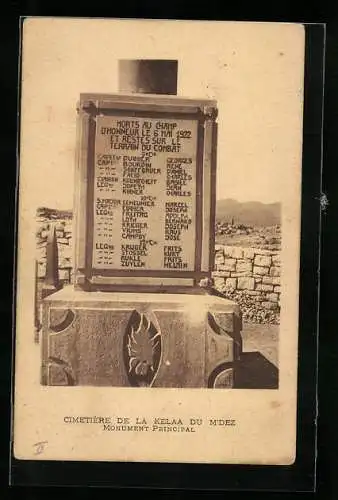 AK Cimetiere de la Kelaa du M`Dez, Monument Principal, Kriegsgrab der Fremdenlegion