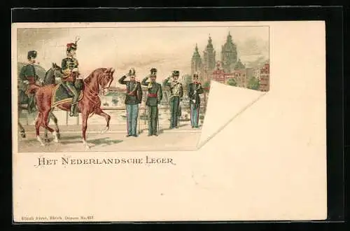 AK Het Nederlandsche Leger, Niederländische Soldaten in Uniform zu Pferde