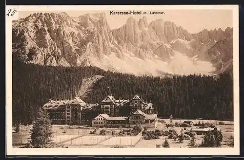 AK Karersee, Karersee-Hotel mit Latemar