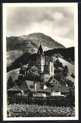 AK Eisenerz, Pfarrkirche mit Erzberg