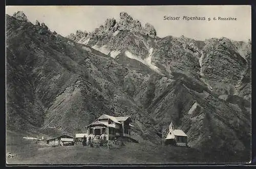 AK Seis am Schlern, Seiser Alpenhaus, Ansicht gegen die Rosszähne