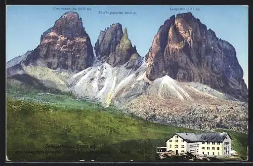 AK Sellajochhaus mit Langkofelgruppe in den Dolomiten, Grohmannspitze, Fünffingerspitze