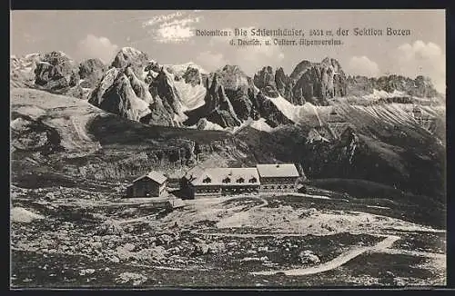 AK Schlernhäuser der Sektion Bozen in den Dolomiten