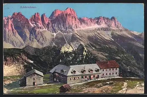 AK Schlernhäuser, Blick gegen Rosengarten